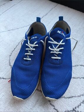 Kiton Royal Blue Knit Lace-Up Sneakers